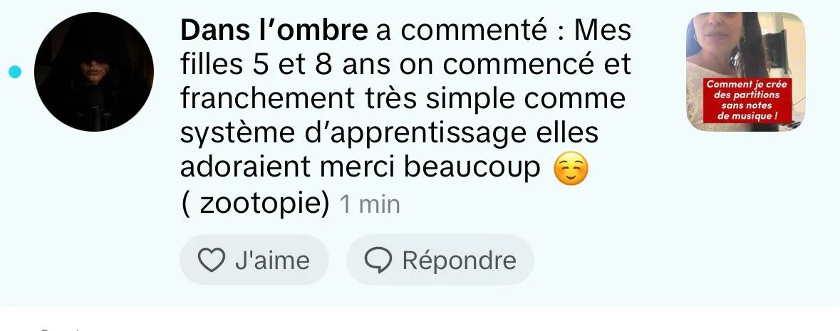 Dans l’ombre : mes filles de 5 et 8 ans ont commencé, le système d’apprentissage est très simple et elles adorent. Merci beaucoup.